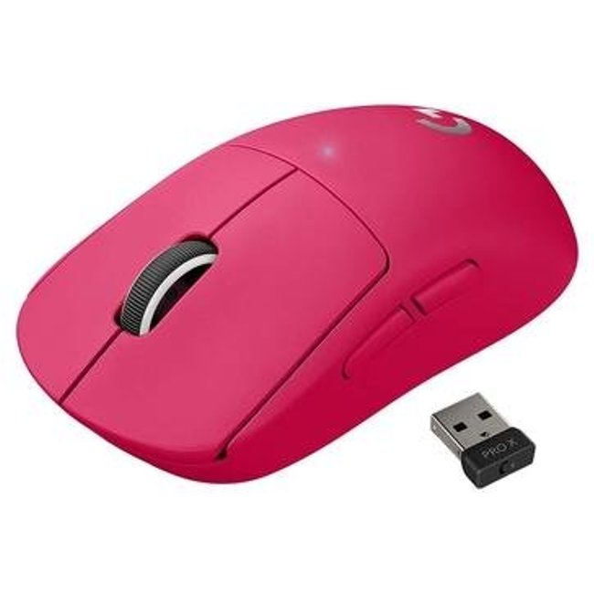 Mouse Gamer Sem Fio Logitech G PRO X Superlight Lightspeed, 25.600 DPI, 5 Botões Programáveis, Sensor HERO 25K, Magenta - 910-005955