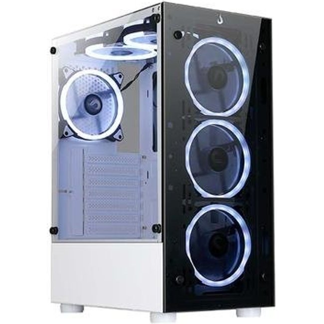 Gabinete Gamer Rise Mode Glass 06X Frost, Mid Tower, ATX, Frontal e Lateral em Vidro Temperado, Sem FANs, Branco - RM-WT-06X-FW