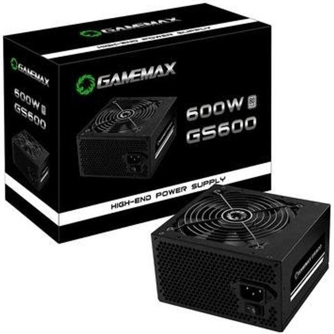 Fonte Gamemax GS600, 600W, 80 Plus White, PFC Ativo, Com Cabo, Preto - GS600
