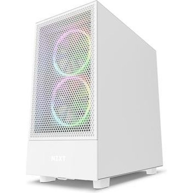 Gabinete NZXT H5 Flow Compact, Mid Tower, ATX, Lateral e Frontal em Vidro Temperado, 2x Cooler Fan, Branco - CC-H51FW-01