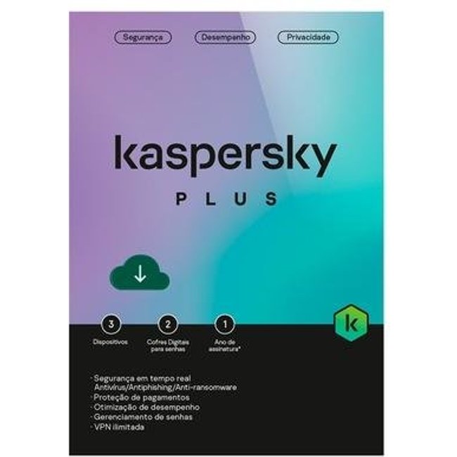 Kaspersky Antivírus Plus 3 Dispositivos 1 Ano, Digital para Download - KL1042KDCFS