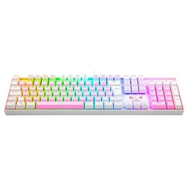 Teclado Mecânico Gamer Redragon Mitra, RGB, Switch Blue, ABNT 2, USB 2.0, Rosa e Branco - K551PW-RGB (PT-BLUE)