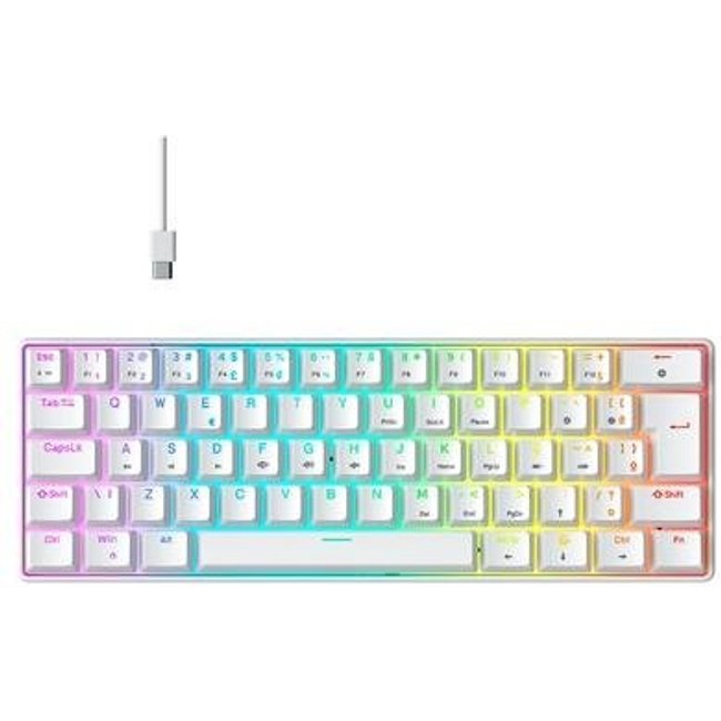 Teclado Mecânico Gamer Hyrax Thunder HCK61, RGB, Switch Red, 100% anti-ghosting, ABNT2, Branco - HCK61W-RED-RGB