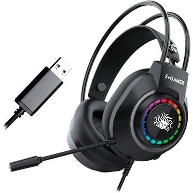 Headset Gamer 5+ X5-2000, RGB, 7.1 Surround, Drivers 50mm, USB, Preto - 015-0082