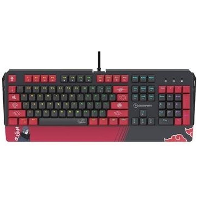 Teclado Mecânico Gamer Checkpoint KX-500, RGB, Switch Red, Anti-Ghosting, Akatsuki Full Naruto, Preto e Vermelho - NA-KB-1002