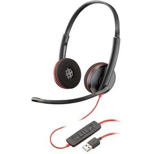 Headset Poly Blackwire C3220, Driver 28mm, USB, Stereo, Preto - 80S02A6