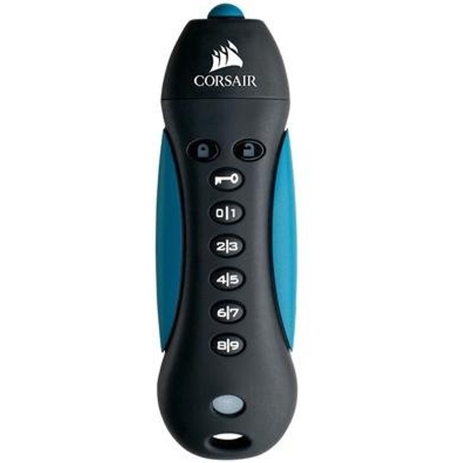 Pen Drive 256GB Corsair Padlock 3, USB 3.0, com Criptografia, Resistente à Água e Choque, Azul e Preto - CMFPLA3B-256GB