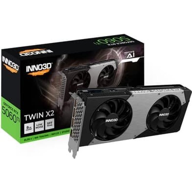 Placa de Video Inno3D RTX 5060 Ti Twin X2 Geforce Nvidia, 8Gbb 128bits, DLSS 4 - N506T2-08D7-193075N