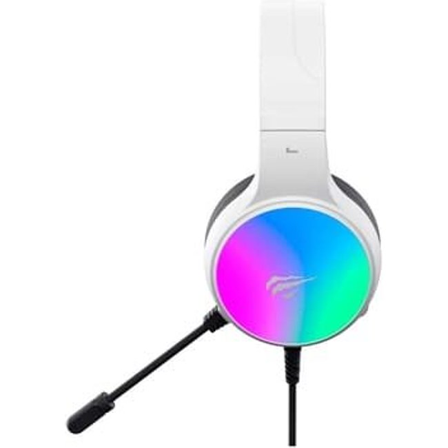Headset Gamer Havit H2043U, RGB, Led Efeito Streamer, Microfone omnidirecional, USB 7.1, Branco - HV-H2043U White/Black