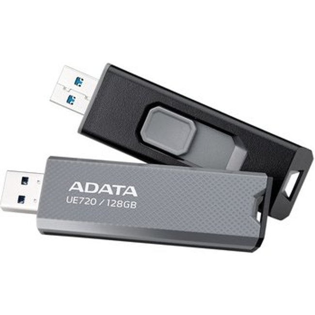 Pen Drive 128GB ADATA Elite UE720, USB 3.2, OTG, Dual Conector, Cinza - UE720-128G-CGY/BK