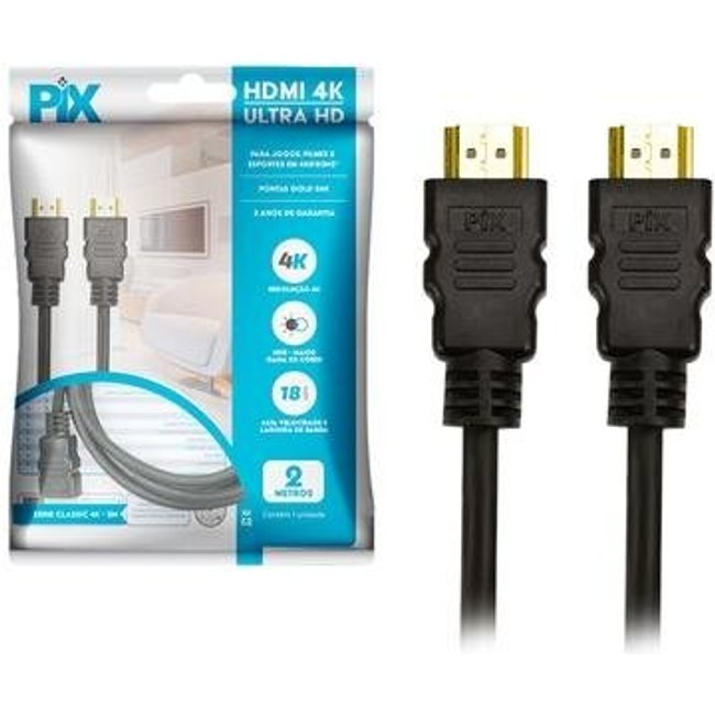Cabo HDMI 2.0 4K PIX, 2 Metros, 19 Pinos - 018-2222
