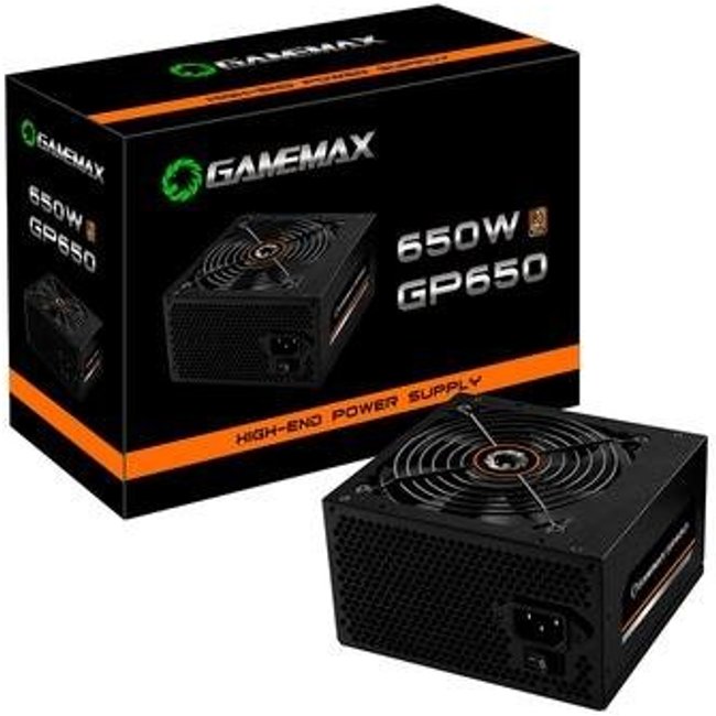 Fonte Gamemax GP650, 650W, 80 Plus Bronze, PFC Ativo, Com Cabo, Preto - GP650