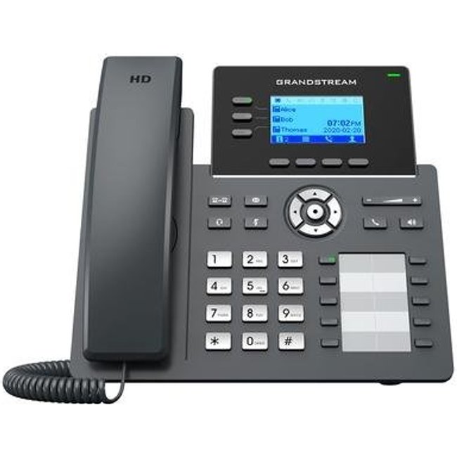 Telefone IP Grandstream, IP Operadora, 3 Linhas, 10/100/1000 Mbps, Audio HD, POE, Preto - GRP2604P
