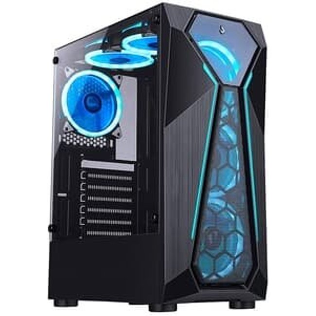 Gabinete Gamer Rise Mode X4 Glass, Barra de LED ARGB, Lateral em Vidro Fumê, Sem FANs, Preto - RM-X4-04-FB