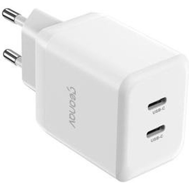 Carregador de Tomada Geonav Super Power Gan Duo, USB-C x USB-C, 2 Portas, Branco - CH35PDWT