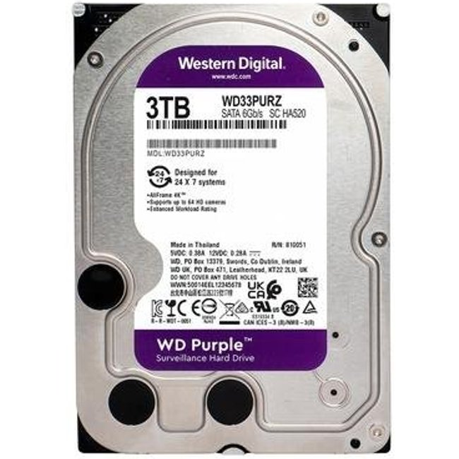 HD Interno WD Purple, 3TB, SATA, 3.5'- WD33PURZ