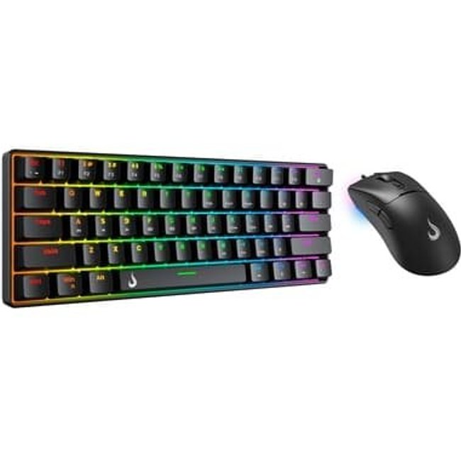 Kit Gamer Set 02 Rise Mode Black Brown, Teclado Mecânico GM1 Black RGB Brown, Mouse G1 Pro Black 12000 DPI, Preto - RM-GS02-BBRO