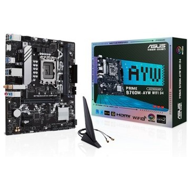 Placa-Mãe ASUS B760M-AYW WIFI D4, Intel LGA 1700, M-ATX, DDR4, Wi-Fi, Preto - 90MB1EA0-M1EAY0