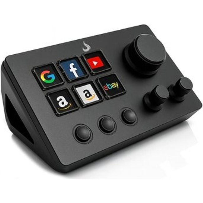 Mesa Controladora Rise Mode Streaming Vision 01 Sound, 6 Teclas LCD, 3 Botões Rotativos e 3 Funcionais, USB, Preto - RM-MCS-01-B