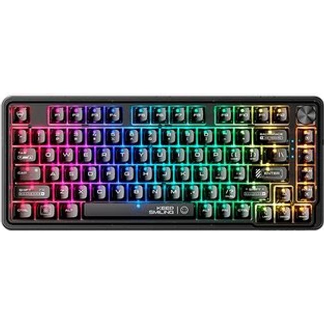 Teclado Mecânico Gamer Machenike K500f-B81 CRYSTAL, 75%, Switch Crystal Tátil Hot-Swappable, Gasket, RGB, Preto Transparente - K500F-B81 BK BY
