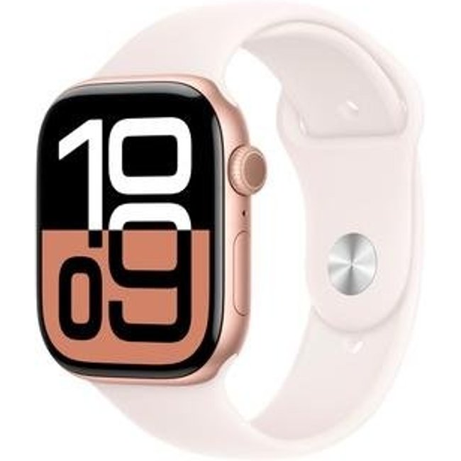 Apple Watch Series 10 GPS + Cellular, Caixa Cor de Ouro Rosa de Alumínio de 46 mm, Pulseira Esportiva Blush-Clara, Tamanho P/M - MWY63AM/A