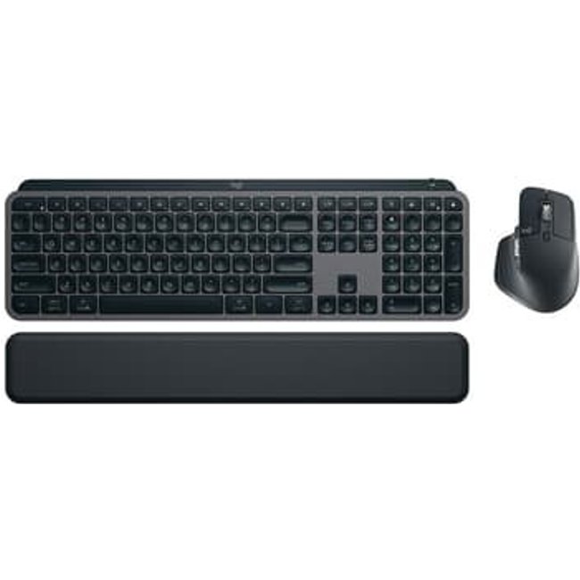 Kit Teclado e Mouse Sem Fio MX Keys S, Bluetooth ou Receptor Logi Bolt, com Apoio para as Mãos, Grafite - 920-011605