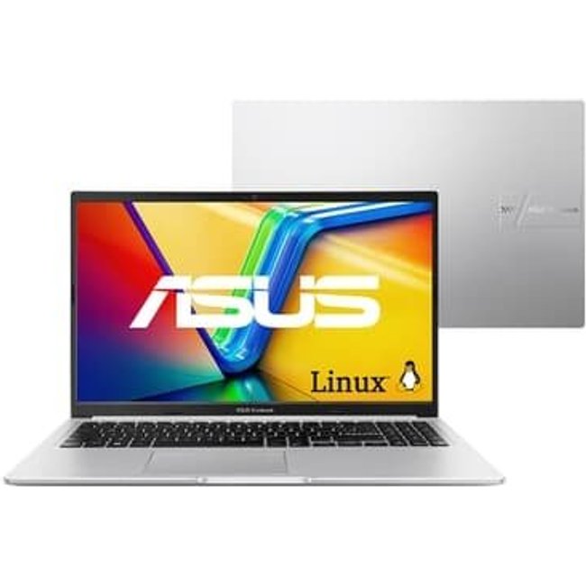 Notebook ASUS Vivobook 15 M1502, AMD Ryzen 7 5825U, 16GB RAM, 512 GB SSD, KeepOS, Tela 15.6, FHD, Cool Silver - M1502YA-NJ612