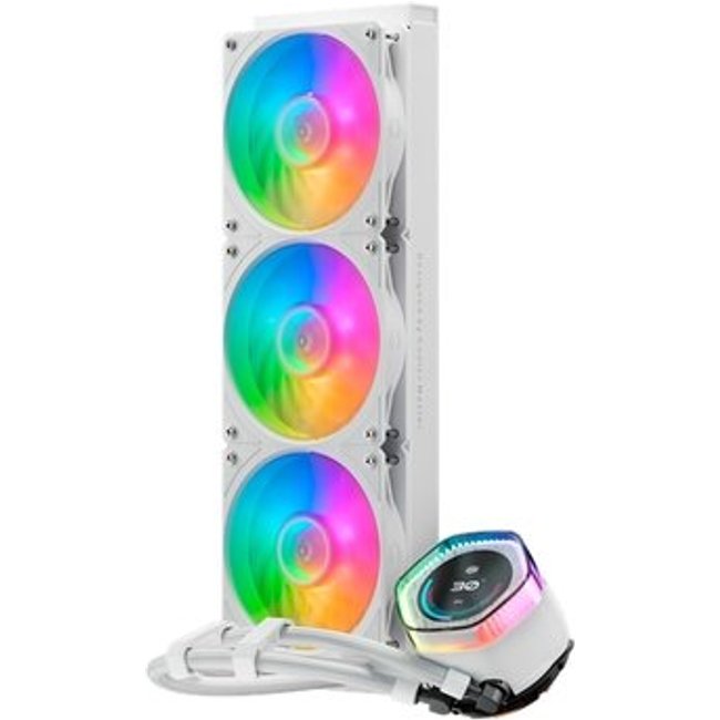 Water Cooler Para Processador Cooler Master MasterLiquid 360 Ion White Edition, 360mm, com Tela LCD de 2,1", ARGB - MLY-D36M-A24PZ-RW