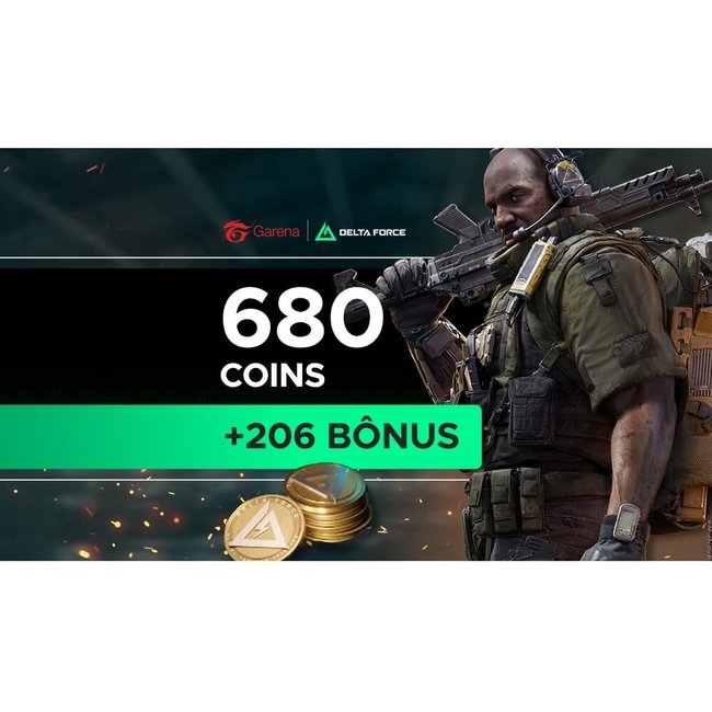 Garena Delta Force - 680 Delta Coins + Bônus de 206