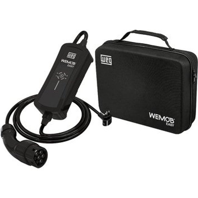 Carregador Portátil para Veículos Elétricos WEG WEMOB Easy, 4,8 kW, Bivolt, Conector Tipo 2, Cabo de 5m, IP65 - WEMOB-E-004-1T2-PBR