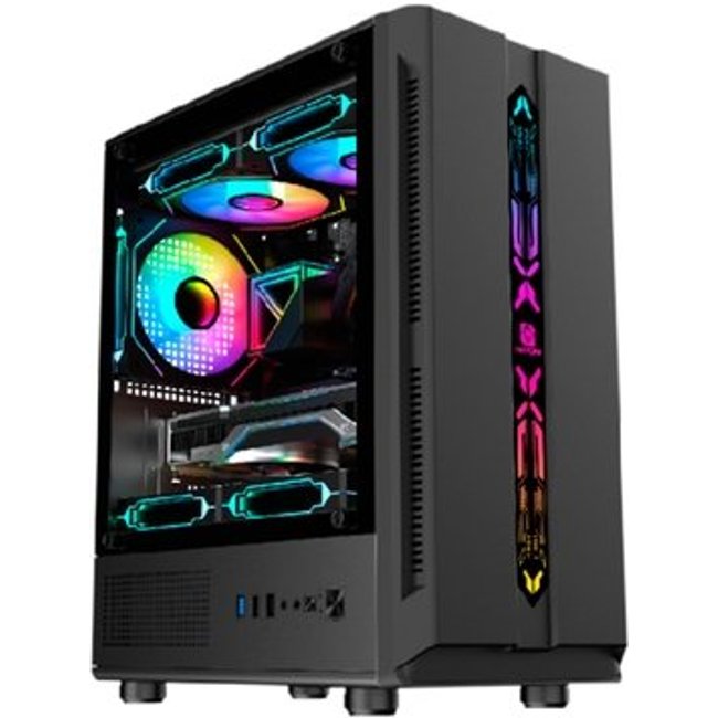 Gabinete Gamer HAYOM GB1726, Mid Tower, Lateral em Vidro, Preto - GB.17.10.26