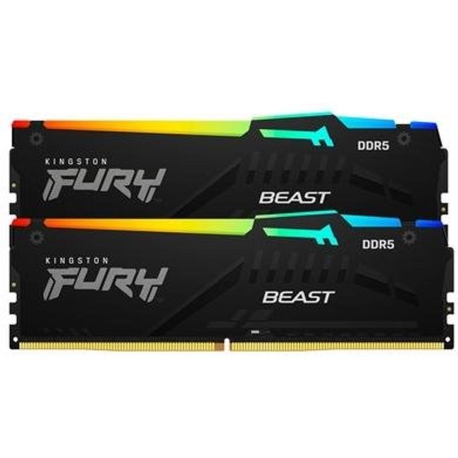 Memória RAM Kingston Fury Beast RGB, 32GB (2x16GB), 5600MHz, DDR5, CL40, para Intel XMP, Preto - KF556C40BBAK2-32