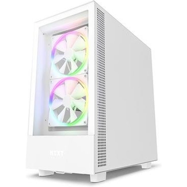 Gabinete NZXT H5 Elite Compact, Mid Tower, RGB, ATX, Lateral e Frontal em Vidro Temperado, 3x Cooler Fan, Branco - CC-H51EW-01