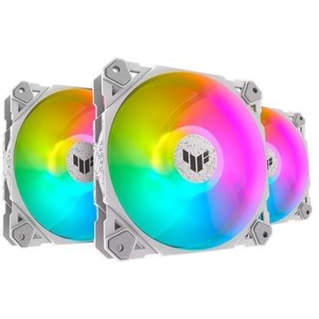 Kit com 3 Ventoinhas ASUS Tuf Gaming TF120, 120mm, ARGB, Branco - 90DA0033-B00030