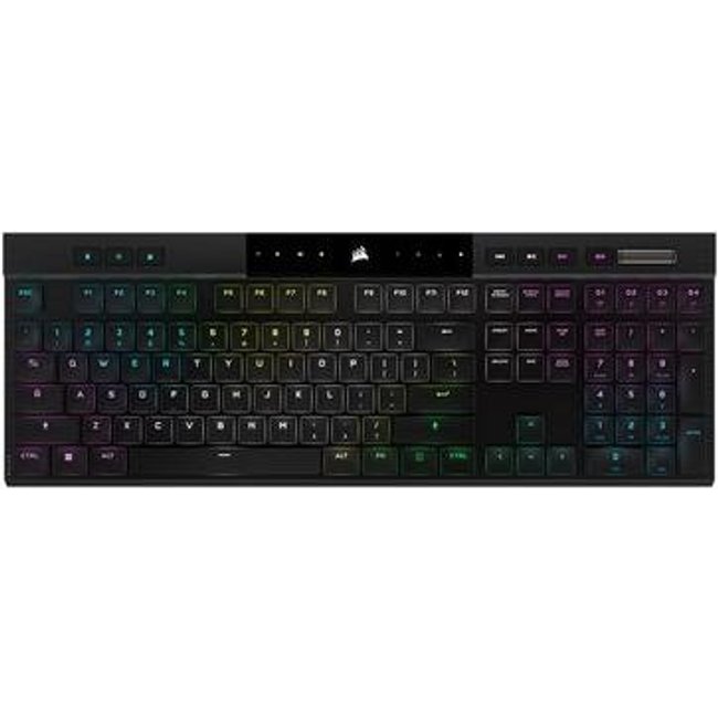 Teclado Sem Fio Mecânico Gamer Corsair K100 Air, RGB, Cherry MX Ultra, USB 3.0 Tipo-A, 100% Anti-Ghosting, US, Preto - CH-913A01U-NA
