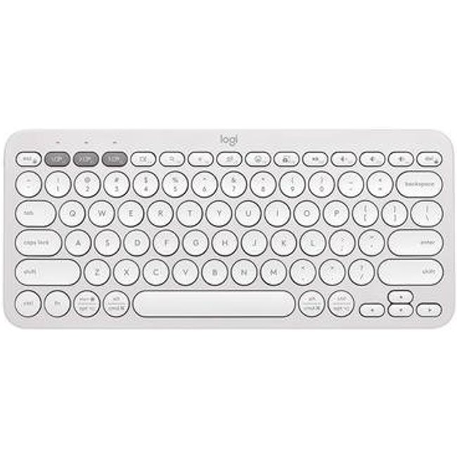 Teclado Sem Fio Logitech, Bluetooth e USB, Pebble Keys 2 K380s, Easy-Switch e Pilha Inclusa, Branco - 920-011790