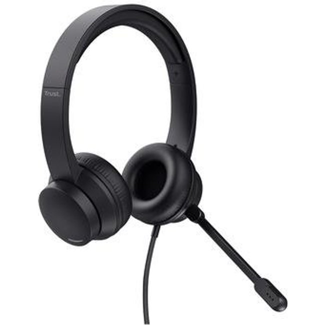 Headset Trust Ayda, Microfone Rebatível, Design Leve, Para PC, Conexão 3.5mm, Preto - 25087