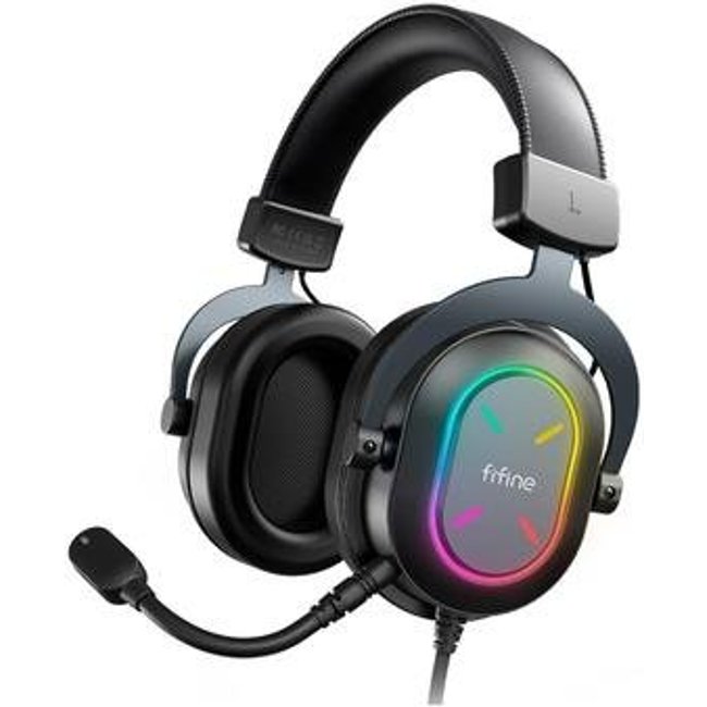 Headset Gamer Fifine Ampligame H6X, RGB, 7.1 Surround, 50mm, USB, PC, Móvel e Console, Preto - H6X