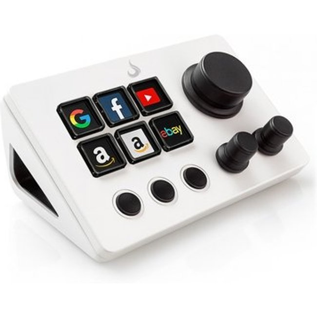 Mesa Controladora Rise Mode Streaming Vision 01 Sound, 6 Teclas LCD, 3 Botões Rotativos e 3 Funcionais, USB, Branco - RM-MCS-01-W