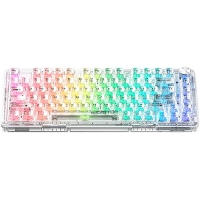 Teclado Mecânico Gamer Machenike K500f-B81 CRYSTAL, 75%, Switch Crystal Tátil Hot-Swappable, Branco Transpar4ente - K500F-B81 WH BX