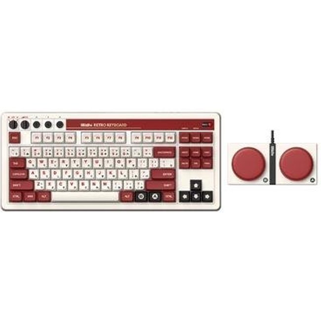 Teclado Mecânico 8BitDo Fami Edition, Bluetooth, 2.4G, USB-C, Branco - 85HA01