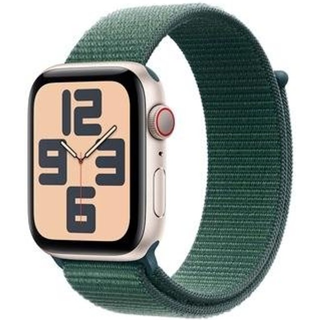 Apple Watch SE GPS + Cellular, Caixa Estelar de Alumínio de 44 mm, Pulseira Loop Esportiva Verde-Lago - MXGV3BE/A