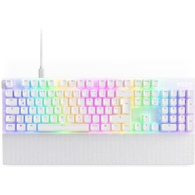 Teclado Óptico Gamer NZXT Function 2 Full Size, RBG, USB-C, Layout US, Branco - KB-001NW-US