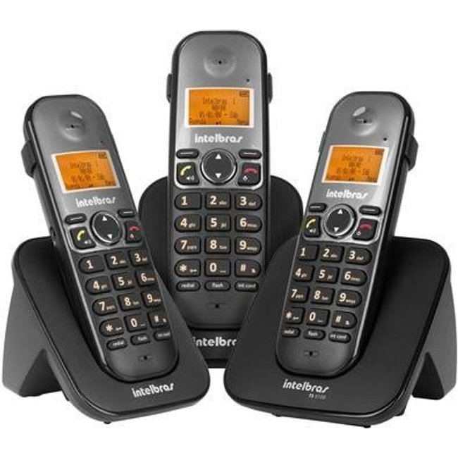 Telefone Intelbras sem Fio Digital com 2 Ramais Adicionais TS5123 Preto
