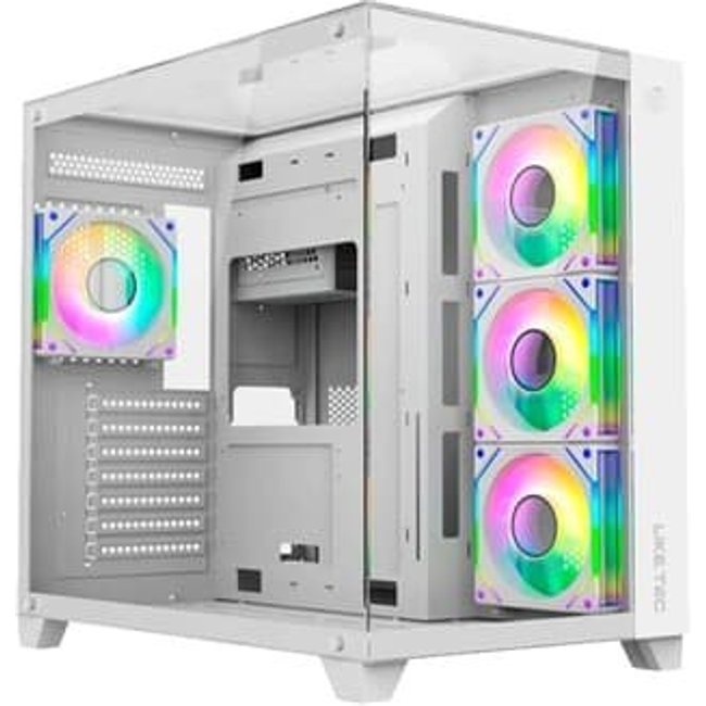 Gabinete Liketec Gamer Zeus Pro Glass, Sky Tower, ATX, Frontal e Teto em Vidro Temperado, Snow - LC-CB3X3-ZEUS-2121