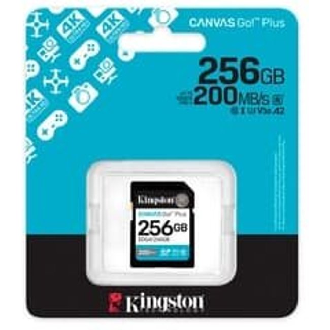 Cartão de memória Kingston, SDXC Canvas Go Plus, 256GB, Gen4, 200MB/s - SDG4/256GB
