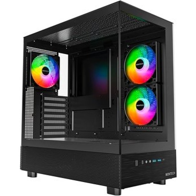 Gabinete Gamer Montech XR, Mid-Tower, Vidro Temperado, Com 3X Fans, Preto - XRBK