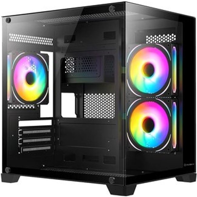 Gabinete Gamer Husky Dome 10, Micro-ATX, Lateral e Frontal em Vidro, Sem Fans, Preto - HGN10PT