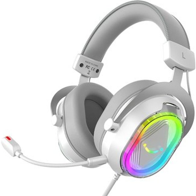 Headset Gamer Fifine AmpliGame H13, 7.1 Surround, Microfone Removível, RGB, para PC/PS5/Xbox, Branco - H13W
