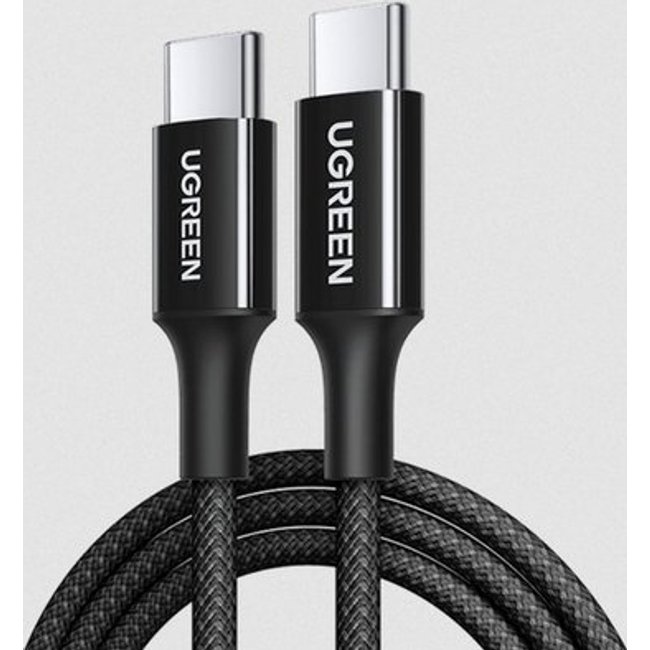 Cabo Tipo C para Tipo C Ugreen, Trançado, PD Fast Charging, 3A, 1m, Preto - UG-35254